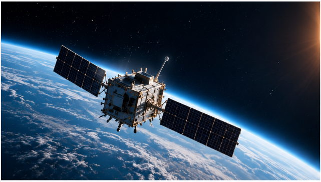 Illustration of a spacecraft above Earth